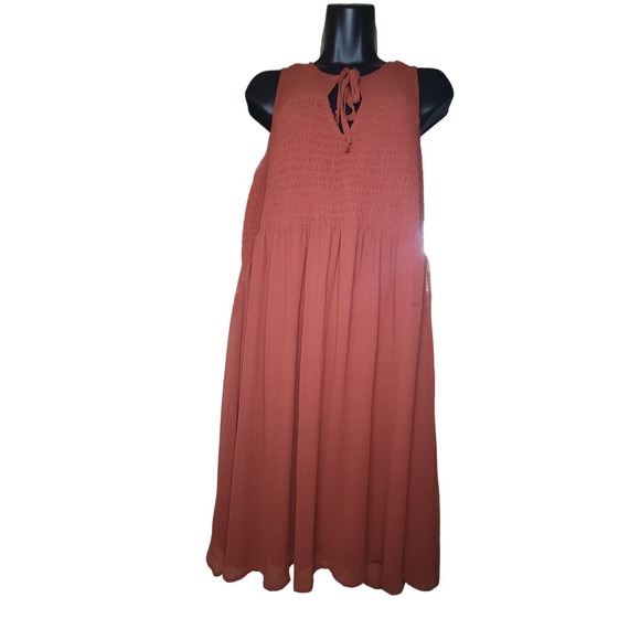 New Torrid Rust Chiffon Smocked Tank Dress Size‎ 2 2X Burnt Orange Fall - Picture 1 of 7